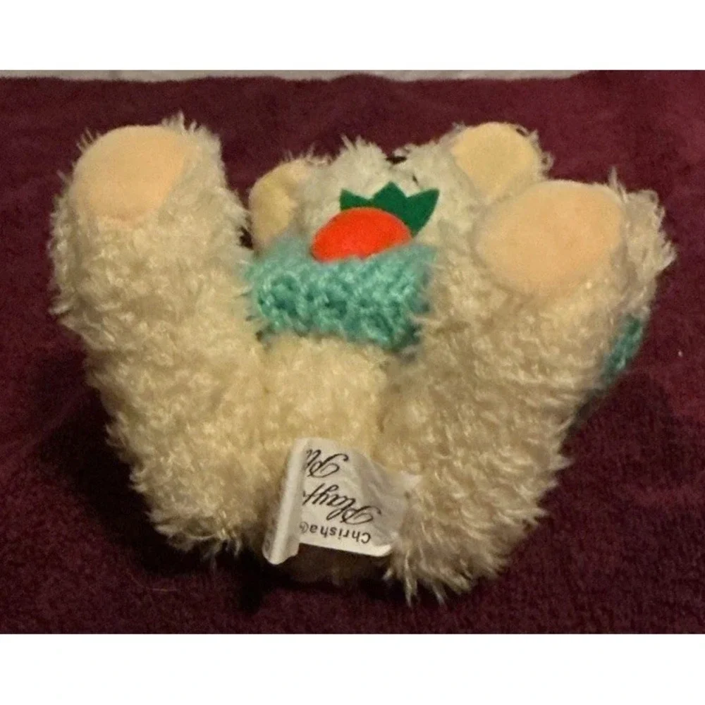 1988 Chrisha Playful Plush Bunny Stuffed Rabbit Easter Sweater With Jointed Legs